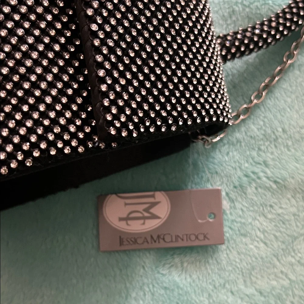 Jessica McClintock Black and White Polka Dot Clutch - Picture 6 of 7